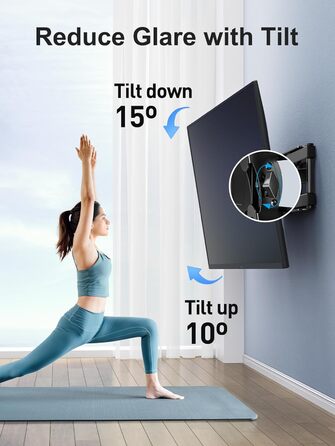 PERLESMITH Tilt & Swivel TV Wall Mount for 26-60 inch Flat & Curved TVs/Monitors (up to 40kg, VESA 400x400mm)