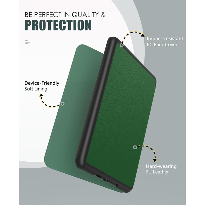 Чохол MoKo для Kindle Paperwhite 2024 (12-го покоління) та Kindle Colorsoft Signature Edition 2024, легкий з авто-ввімкненням/вимиканням, джинсовий зелений (Lotusblatt Grün)