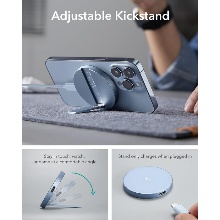 Бездротовий зарядний пристрій ESR MagSafe з підставкою для iPhone 17/16/16 Pro/16 Pro Max/15/14/13, AirPods 4/3/2 Pro, білий (без адаптера живлення)