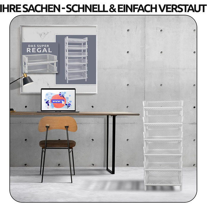 Stackable/expandable plastic shelf system as a stacking shelf, 6 shelf elements in (granite grey)
