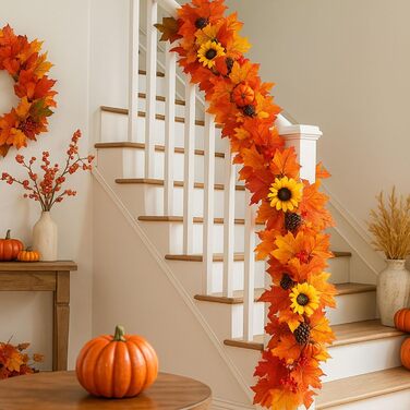 Гірлянда з листя клена для осіннього декору: 3м, 30 LED, для дому та вулиці