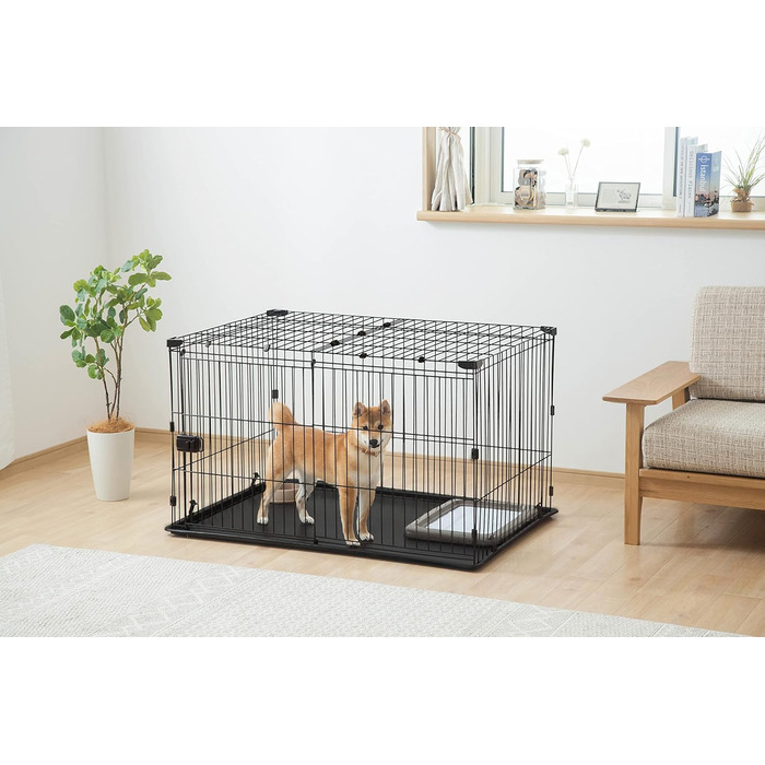 Клітка-вольєр для собак, котів та кроликів Iris Ohyama, 1.7 м², 8 панелей, WPC-24, чорний, з колесами