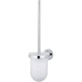 Essentials - Toilet Brush Set (Wall-Mounted, Easy to Clean, Durable), Round, Chrome, 40374001