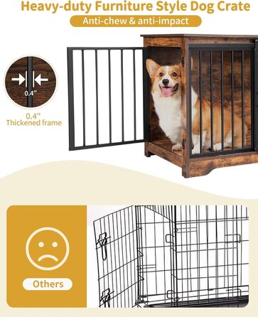 Hzuaneri Modern Wooden Dog Crate Furniture - Indoor Dog Box with Sliding Doors for Small/Medium Dogs - 81cm Height, 55x81x67.5cm, Vintage Brown DFC83601B