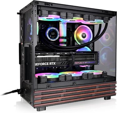 Thermaltake View 270 Plus WS TG ARGB: Корпус ПК Midi-Tower з темперованим склом, деревом, 3 вентилятори ARGB, USB-C, підтримка радіатора 360мм, чорний