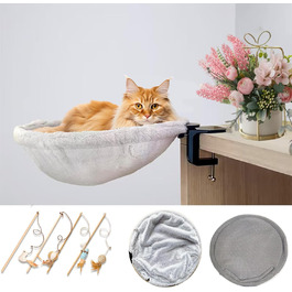 Кішка гамак ліжко кошик для сну, м'яке ліжко для котів та цуценят, 45x45 см, з ковдрою та іграшками, до 22 кг