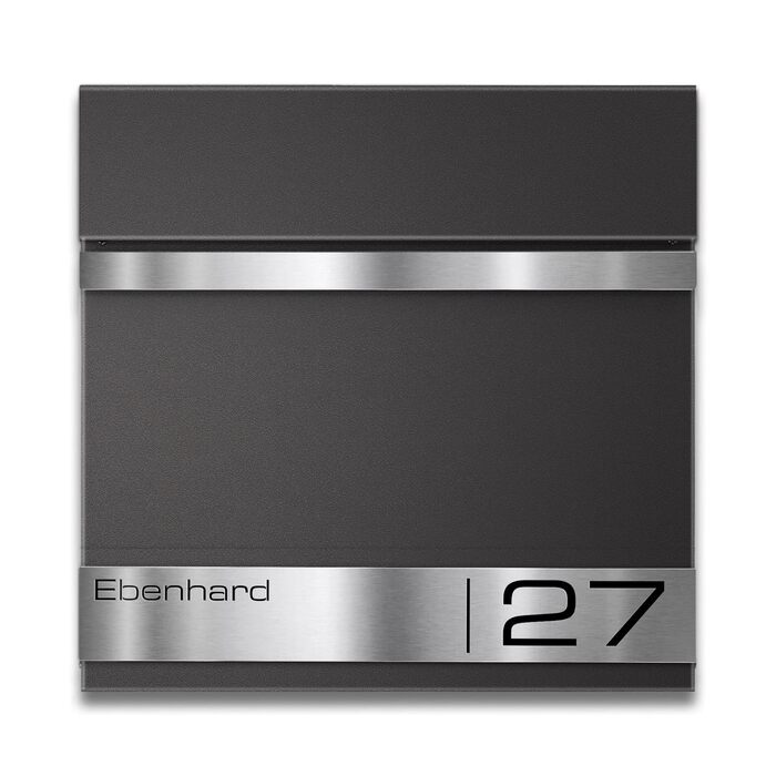 Поштова скринька Metzler Premium з газетницею Anthrazit (Антрацит) та іменним шильдиком - настінна, з нержавіючої сталі V2A з порошковим покриттям RAL 7016, модель Stencil