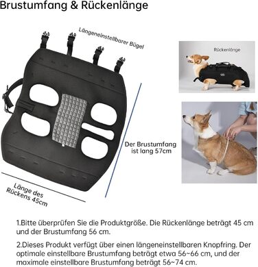 Сумка-переноска для собак великих порід Wakytu, 30-40 кг, чорна. Ідеально для транспортування, реабілітації та підтримки собак з проблемами суглобів або інвалідністю.