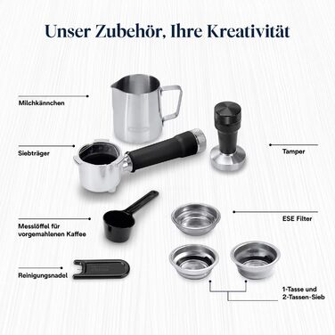 Еспресо-кавомашина De'Longhi Style EC 685.B Dedica 2025 з професійним капучинатором, 15 см, для кави та ESE Pads