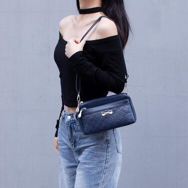 Сумка жіноча через плече маленька елегантна синя (Navy) з тисненим візерунком, PU шкіра, срібні деталі