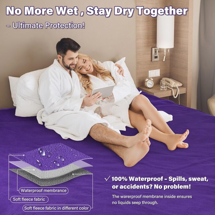 Водонепроникний плед для собак та котів, миючий, для подорожей, захисний, м'який, 125 x 75 см (203 x 152 см, фіолетовий/сірий)