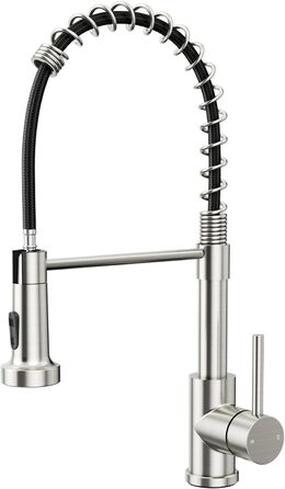 Кухонний змішувач Rainsworth з нержавіючої сталі з двома режимами струменя та висувною лійкою, 360° обертання, висота 45 см