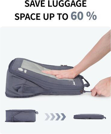 Набір органайзерів для валізи ECOHUB (5 шт.) - кофри, пакувальні куби, органайзери для подорожей (темно-зелений, темно-сірий)