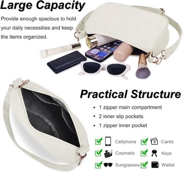 Сумка жіноча FITDON Cord Hobo бежевого кольору через плече, міні ретро сумка Y2K з 3 знімними ремінцями