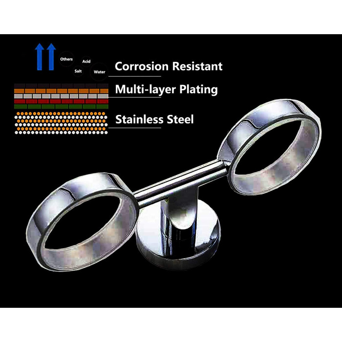 Double-Walled Glass Holder Toothbrush Holder Stainless Steel Double Wall Holder with 2 Glass Cups