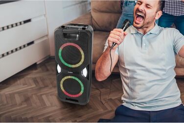 MEDION PE-1 Pure Partybox: портативна Bluetooth колонка з мікрофоном, світлові ефекти, караоке, AUX, USB, радіо, 250 Вт (25 Вт RMS)