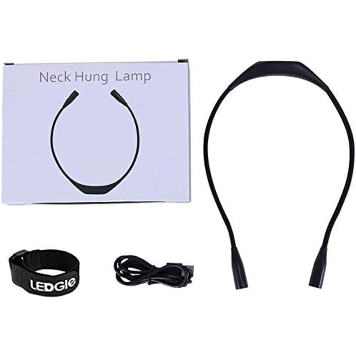 LED ліхтарик на шию, акумуляторний, для читання, в ліжко, 4 світлодіоди, 3 режими яскравості, для рукоділля, кемпінгу, ремонту 27 см