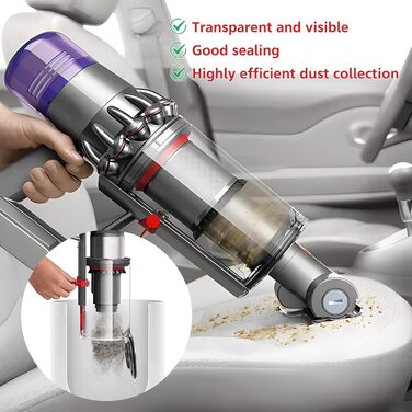 Dyson V11/V15/SV14/SV15/SV22 Replacement Dust Bin with HEPA Filter - Transparent & Reliable Vacuum Accessory