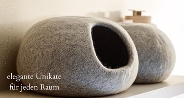 Cat Cave Cat Bed Cat House XL – also suitable for large cats – robust on the outside & cuddly soft on the inside – 5 colors – finest wool – Light Grey