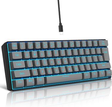 Ігрова клавіатура Snpurdiri з RGB підсвічуванням, механічний відгук, компактна, офісна для ПК (63 білий/чорний/оранжевий) (61 сірий)
