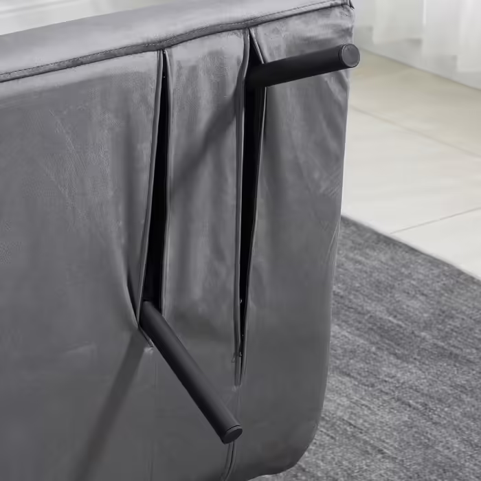 HOMCOM Sleeper Sofa with Storage Box, Convertible Sofa Bed, Sleeper Couch with Velvet Look Back Cushions, Dark Grey, 102 x 73 x 81 cm | Aosom