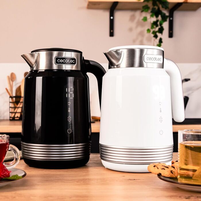 Електричний чайник Cecotec ThermoSense 600 Touch White, 1.7 л, 2200 Вт, з нержавіючої сталі та пластику, LED-підсвітка, поворотний на 360°