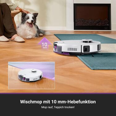 Робот-пилосос EUREKA E20 Plus з автопідняттям мопа та LiDAR-навігацією, 4000Pa, проти шерсті тварин, керування через додаток та голосовий помічник, білий