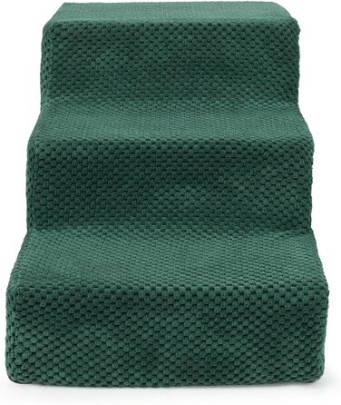 Сходинка для собак та котів, 30 см, 3 сходинки, плюшевий покрив, зелений колір