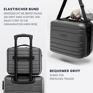 Валіза на колесах WITTCHEN Globe Line S з ABS-пластику, 4 колеса, кодовий замок, телескопічна ручка. Підходить для ручної поклажі Lufthansa, Eurowings, Ryanair, Condor, Discover Airlines. Колір: сірий.