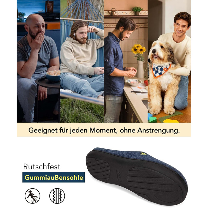 Чоловічі халапи VeraCosy з пам'ятю піни, двоколірні, 44/45 EU, блакитний/жовтий