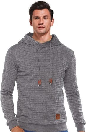 Чоловічий худі Tanozer Baic Weathirt з довгим рукавом у клітинку, сірий (M)