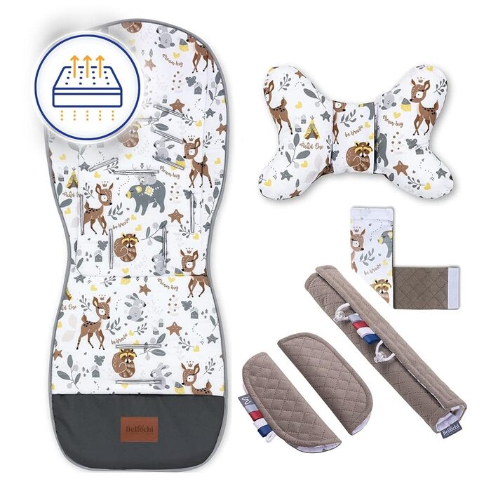 Breathable stroller seat liner, buggy seat liner summer - stroller accessories - universal - stroller insert with anti-shock cushion, buggy insert summer – Bambi Dream