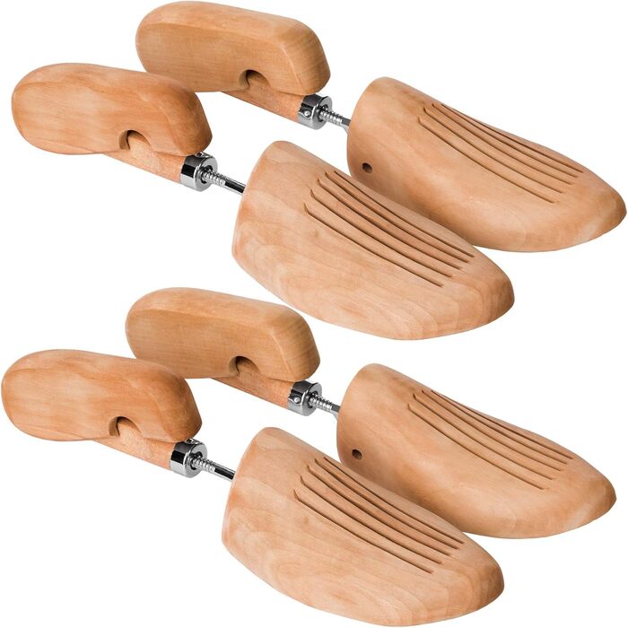 tectake 800592-2 Pair Lotus Wood Shoe Stretchers, Relief for Tight Spots, Universal for Women's and Men's Shoes - Various Sizes