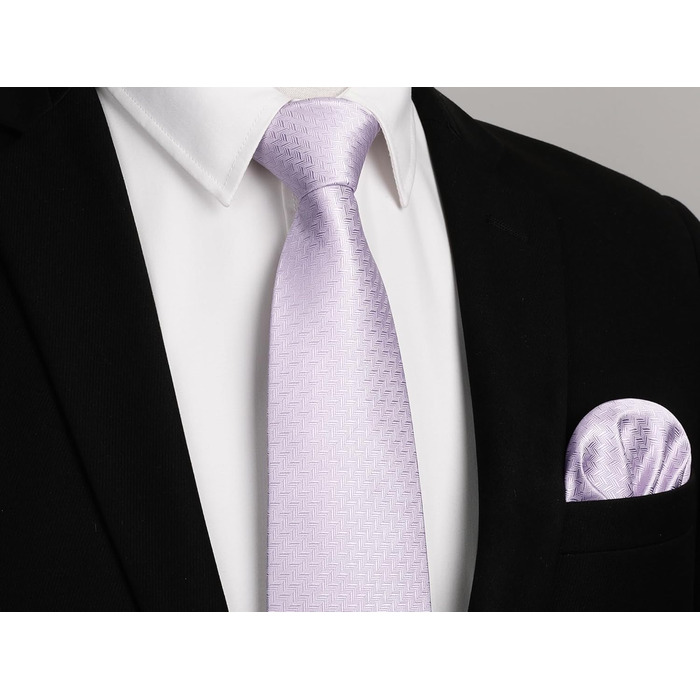 Краватка чоловіча HISDERN для весілля з нагрудником, класичний візерунок, в клітинку, в горошок, для бізнесу, комплект (фіолетовий)