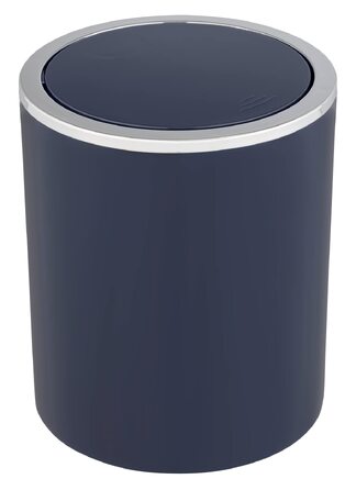 Кошик для косметики та смітника WENKO Inca з кришкою, 5 л, пластиковий, без BPA, темно-синій, Ø 18,5 x 25,5 см
