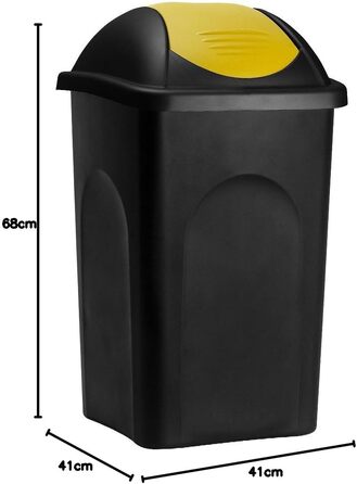 Сміттєвий бак Stefanplast з гойдальним кришкою, 60 літрів (чорний/жовтий)