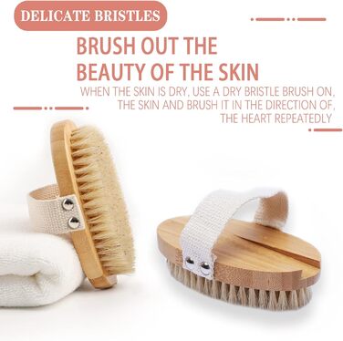 Щітка для тіла з довгим руків'ям, щітка для спини знімний руків'я, 2 насадки, для очищення тіла, скребок для спини в душі, натуральна щетина, Mango Largo