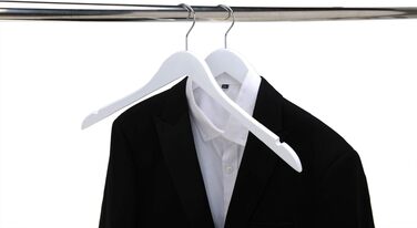 Дерев'яні вішаки для одягу Quality Hangers, напіввигнуті плічка з масиву дерева з поворотним гачком для піджаків та суконь, білі, 20 шт.