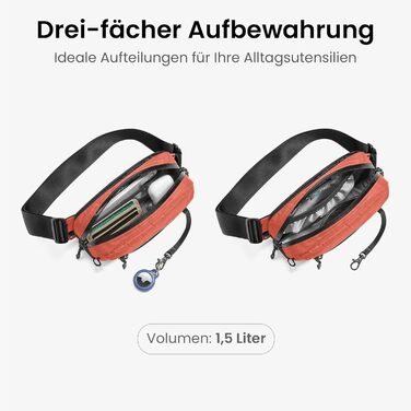 tomtoc Плечова сумка Sling Bag 3.5L з RFID-захистом – для Switch, iPad mini, EDC, подорожі | Водовідштовхувальна, X-pac Koralle