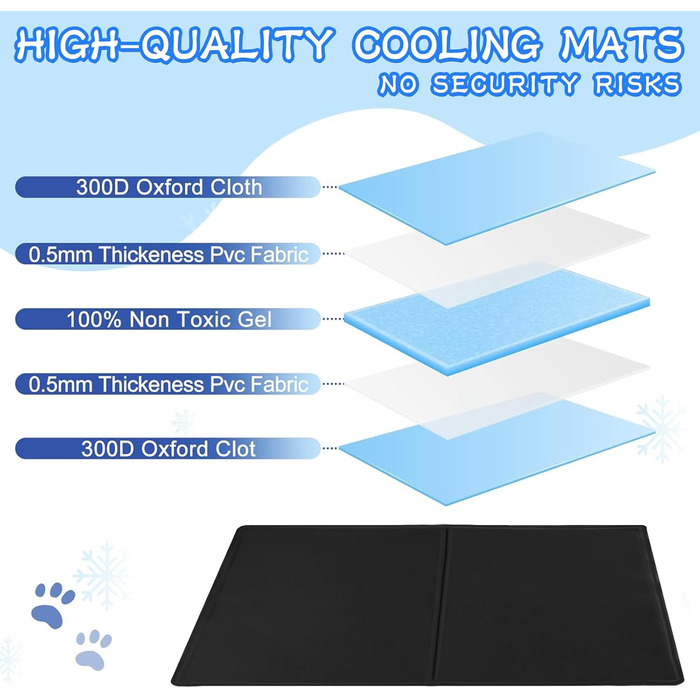 Килимок охолоджуючий для собак та котів, самоохолоджуючий, 65x50 см, чорний