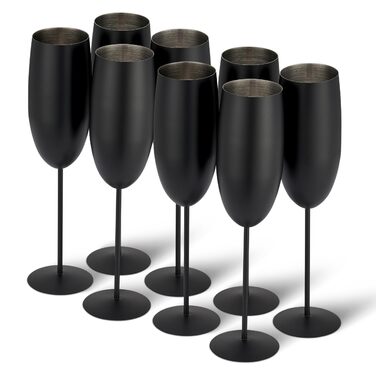 Набір келихів для шампанського та просекко Oak & Steel (8 шт.) 285мл, рожеве золото/мідь, міцні, незламні, для святкування, подарунок на день народження, весілля, Різдво