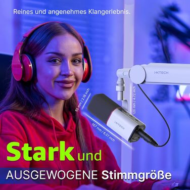 IXTECH Мікрофон з нирковою характеристикою RGB, USB/XLR, для студії, подкастів, стрімінгу, геймінгу та запису голосу, білий