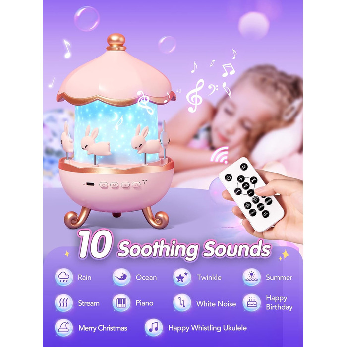 Star Projector for Kids with 15 Films, Music Box for Baby Girls with 10 Songs, 7-Color Night Light for Children, Star Projector Baby Gift for Girls, Kids Room Decoration