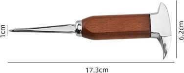 Stainless steel ice pick, 1 x 17 cm, with wooden handle, portable Japanese-style ice hammer, ice pick tool for bars, kitchens, picnics, camping (U126-1)