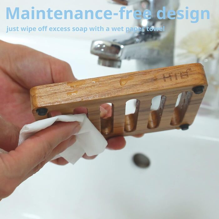 Дзеркальна миска для мила з текового дерева HTB, дизайн 