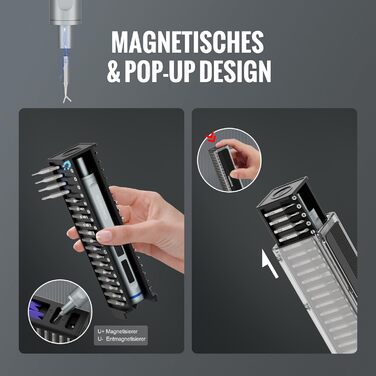 WORKPRO Набір викруток 42-в-1 електричний, для точних ремонтів телефонів, годинників, камер, з 36 бітами S2, магнітною коробкою, зарядкою Type-C