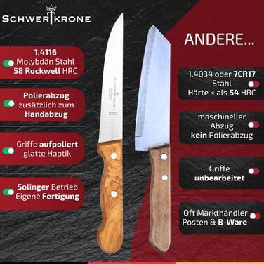 Ніж кухарський Schwertkrone Chefmesser з ручкою з горіхового дерева, 15 см, Made in Germany