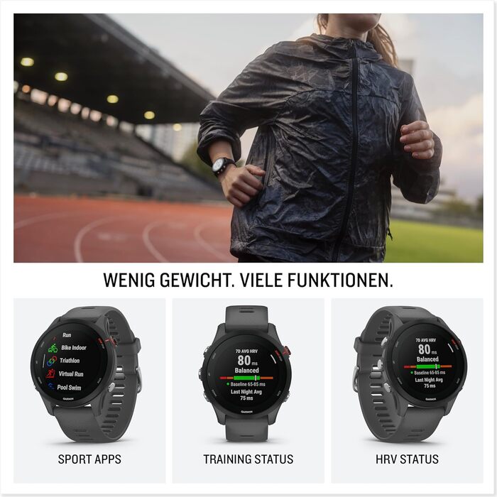 Garmin Forerunner 255 – GPS-годинник для бігу з індивідуальними планами тренувань, функціями для бігу та детальною аналітикою. 1.3' дисплей, до 14 днів роботи від акумулятора, водонепроникний (Non-Music, 46 мм, Темно-синій)