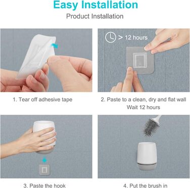 Силіконова щітка для унітазу EWEIMA з швидким висиханням та настінним кріпленням, 11.3 x 14 x 43.1 см