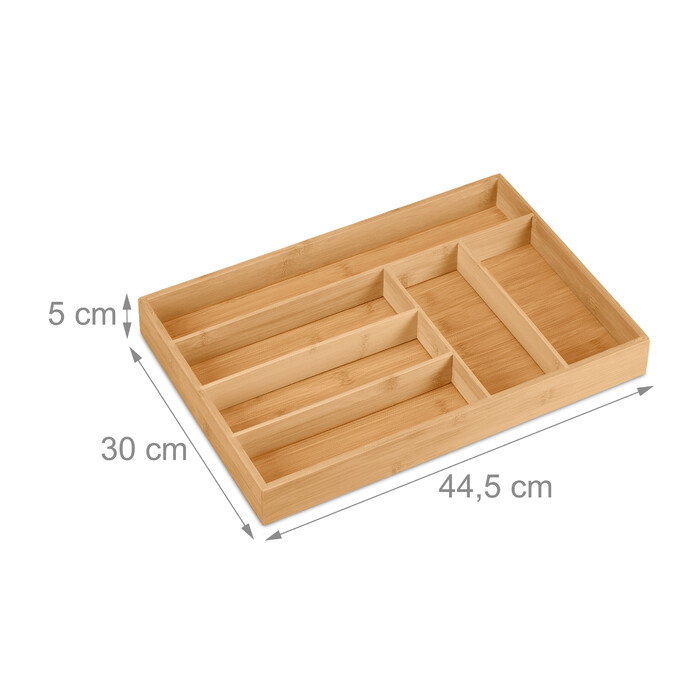 Relaxdays Bamboo Cutlery Box with 6 Compartments